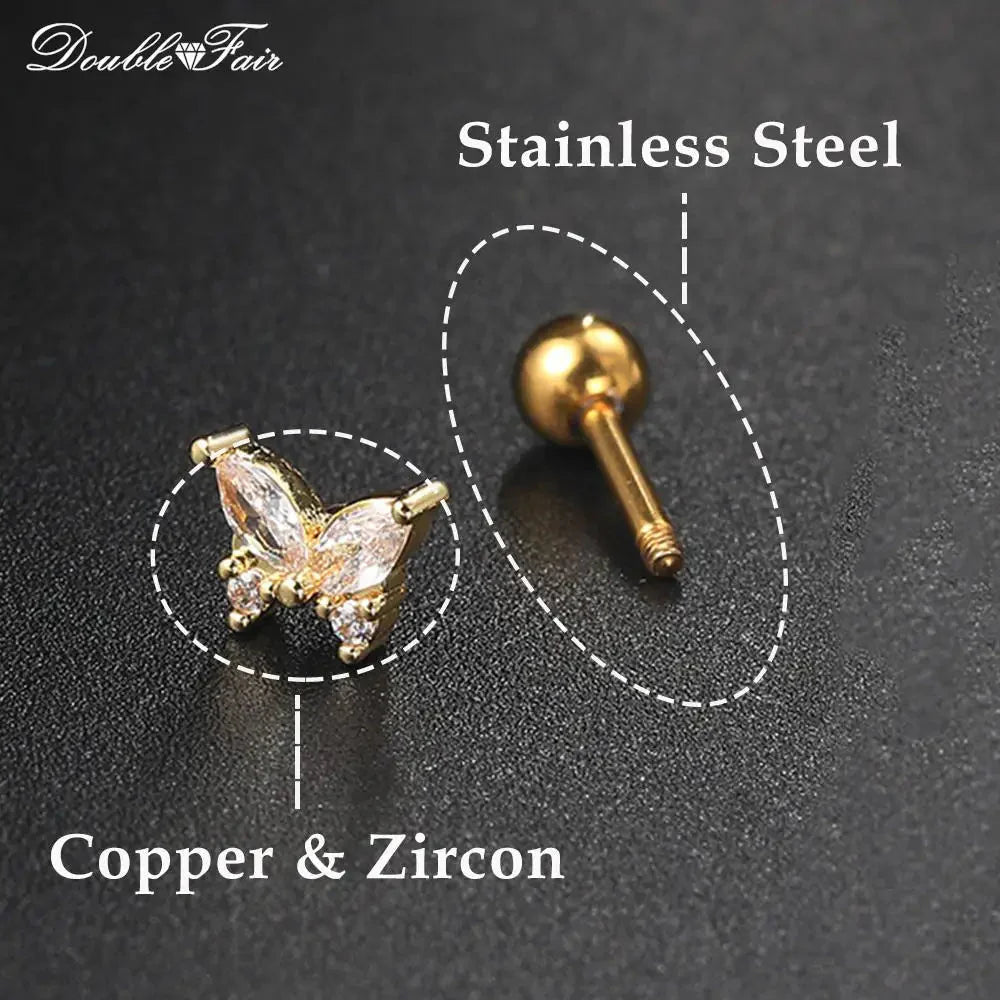 Dainty Y2K Ear Piercing Helix Daith Snug Earrings for Women 1PC Cartilage Tragus Clicker Septum Ring with Chain INS Jewelry Gift