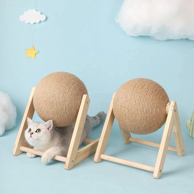 Cat Scratching Ball Toy, Sisal Scratching Ball with Stable Stand, Interactive Cat Exercise Toy for Interactive Play and Exercise
