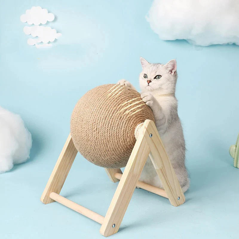 Cat Scratching Ball Toy, Sisal Scratching Ball with Stable Stand, Interactive Cat Exercise Toy for Interactive Play and Exercise