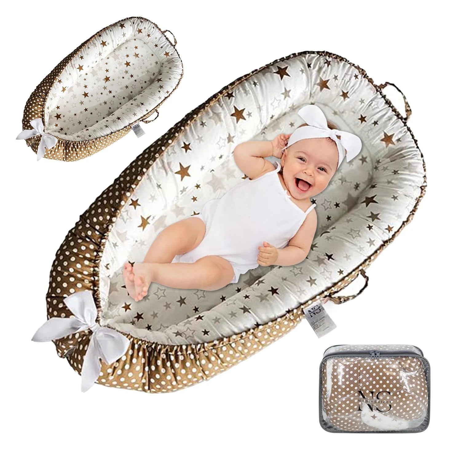 Baby Lounger - Baby Lounger for Newborn 0-24 Months – 100% Cotton Breathable & Soft Infant Nest for Tummy Time & Play, Portable Baby Floor Seat for Travel – Newborn Essentials Gift